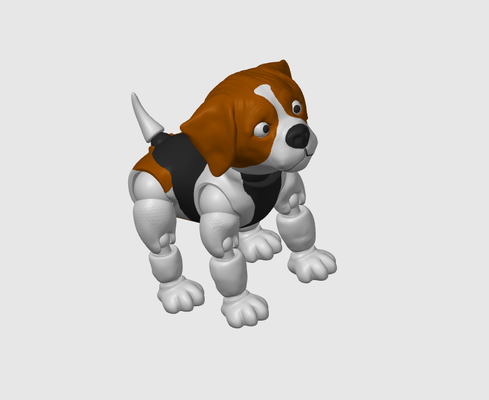 3d articulé chiot chien remix beagle ams couleur remixé by letitbe 7 miniatures animaux articuler jouet 3d print model - Mito3D