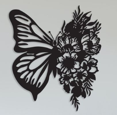 schmetterling blume mauer kunst by sharanya 2d deko tiere 3d print model - Mito3D