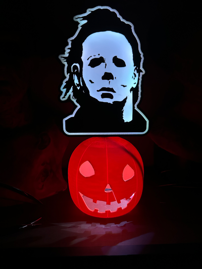 michael myers h1 pumpkin by a13thnightmare household decor halloween horror ams bambu led multi color 3d print model - Mito3D