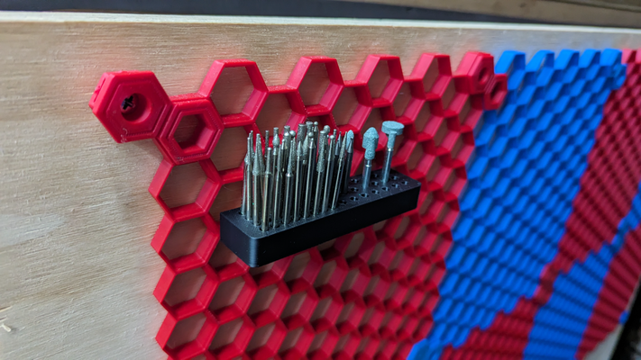 dremel bit holder by lombardi designs tools organizers honeycomb storage honey comb wall 7760 3d print model - Mito3D