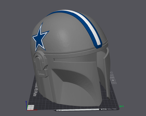 dallas cowboy mandalorian casco remixato by smokiemcagee oggetti scena cosplay maschere caschi calcio nfl guerre stellari mando 3d print model - Mito3D