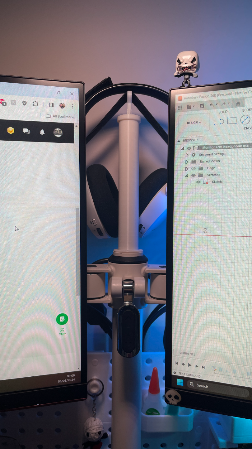 dual monitor kopfhörer montieren by 3d universum haushalt büro zubehörteil schreibtisch klemme stand adapter arm anpassungsfähig headset aufhänger halter unterstützung haken 3D print model - Mito3D
