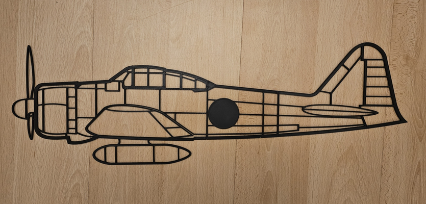 flugzeug wandkunst serie a6m2 null by limamike3d kunst modelle 3d print model - Mito3D