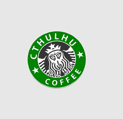 cthulhu caffè distintivo cartello by dubmehard arte moneta distintivi caffeina dipendente umorismo divertente sottobicchiere starbucks 3d print model - Mito3D