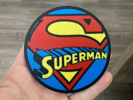 superman logo coaster by jakubhroch art signs & logos 3d print model - Mito3D