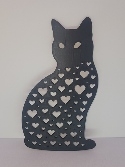 cat hearts by j3dps art 2d heart wall 3d print model - Mito3D