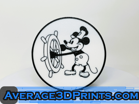 coaster - steamboat willie by average3dprints household decor a3dprints disney mickey mouse steam boat coasters 3d print model - Mito3D