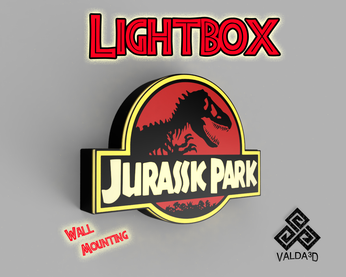 jurassic park hafif kutu led lamba by valda3d sanat modeller ışık renkli dinozor trex jurassicpark bambulab ams 3D print model - Mito3D