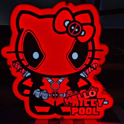 kitty pool by bbougie3d ménage décor super héros boite lumière hello kitty minou dead pool 3d print model - Mito3D