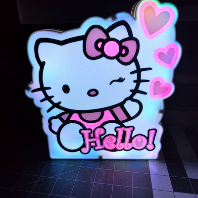 minou boite lumière by bbougie3d ménage décor hello kitty 3d print model - Mito3D