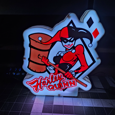 harley quinn leuchtkasten by bbougie3d haushalt dekor superheld 3d print model - Mito3D