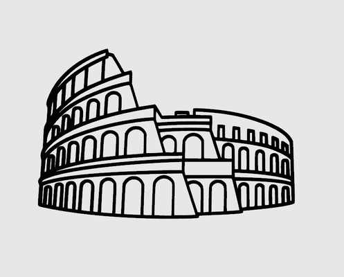 2d poly colosseum by samactivity art decor lowpoly coloseum wall 3d print model - Mito3D