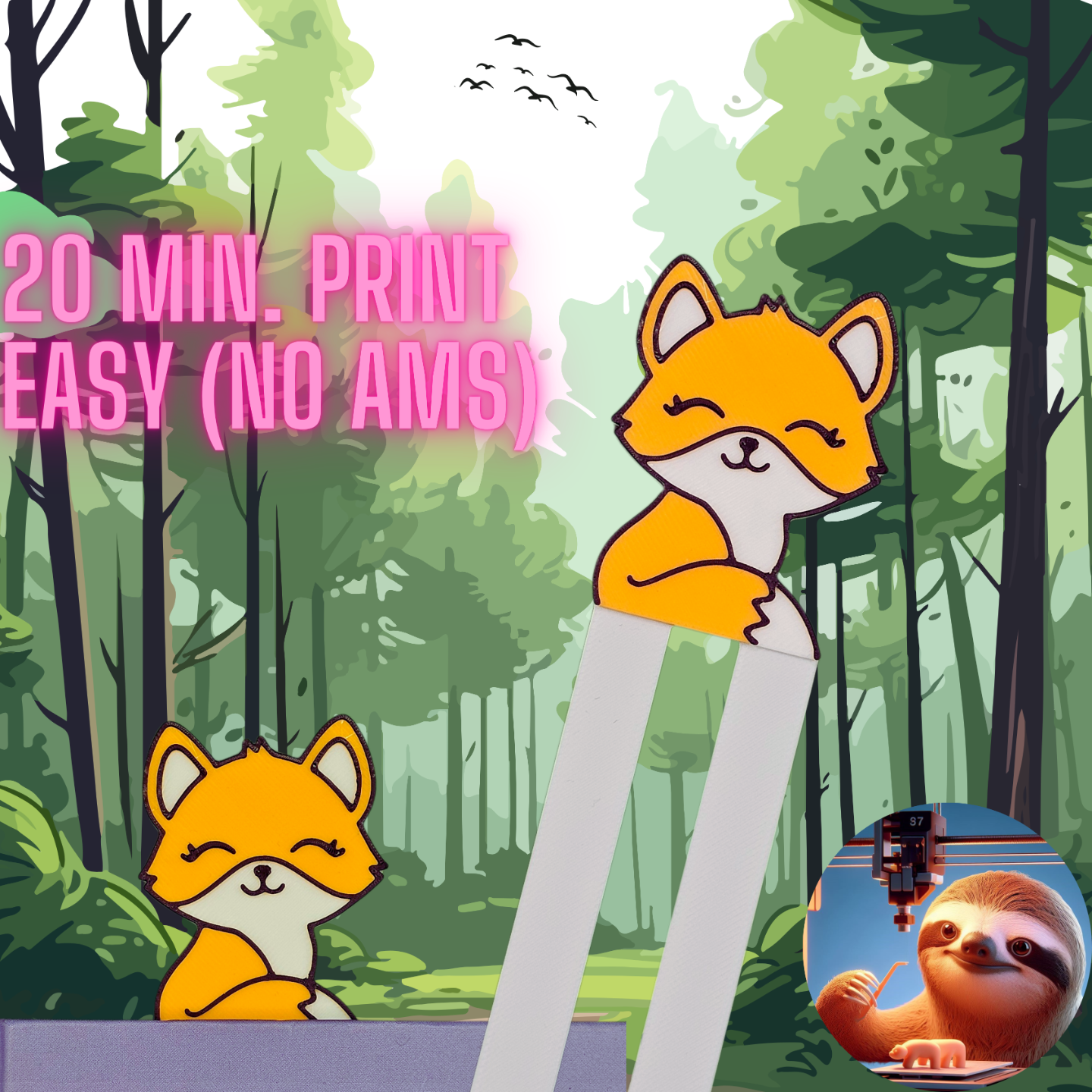 fox - bookmark by 3dsloth97 art 2d cute book read nice love kids fast multicolor easy minecraft girl girlfriend forest animal gift 3D print model - Mito3D