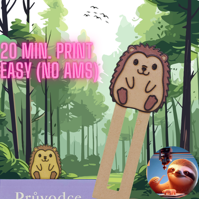 hedgehog - bookmark by 3dsloth97 art 2d hedgedog sharp forest animal cute fast easy print love valentine gift small read 3d print model - Mito3D