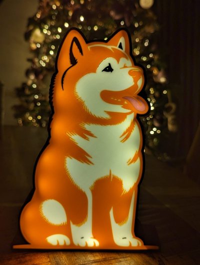 akita ino boite lumière by antoinehendrick1987 art panneaux logos signe chien 3d print model - Mito3D