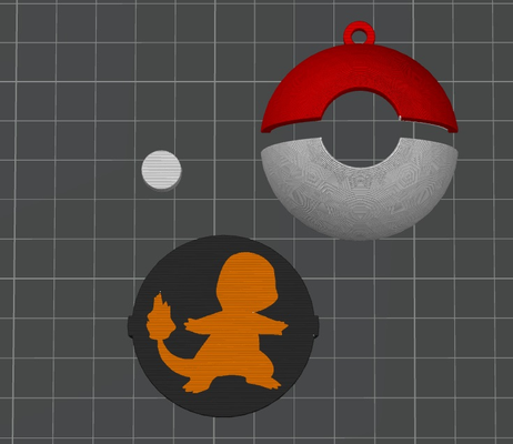 pokeball keychain charmander by wickieprints art models keyring bag hanger pokemon nintendo 3d print model - Mito3D