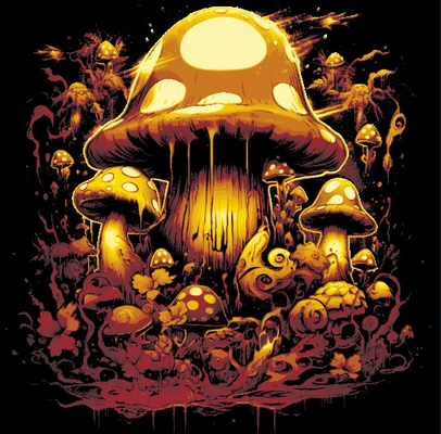 super trippy shroom mushroom hueforge 4 color print by packnsnap art 2d hue forge multi 3d print model - Mito3D