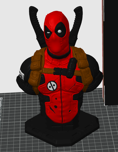 bambu ams - colored deadpool bust supportless remixed by macdonald print works art sculptures 3d print model - Mito3D