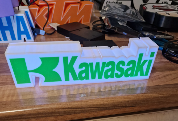 kawasaki licht by 3dcreativecustom kunst zeichen logos box motor zyklus 2024 nacht lampe 3d print model - Mito3D