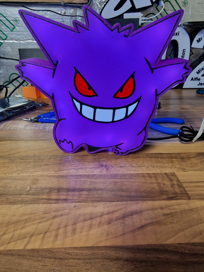 gengar lumière by 3dcreativecustom art panneaux logos boîte pokémon 2d veilleuse nuit lampe capture 2024 3d print model - Mito3D