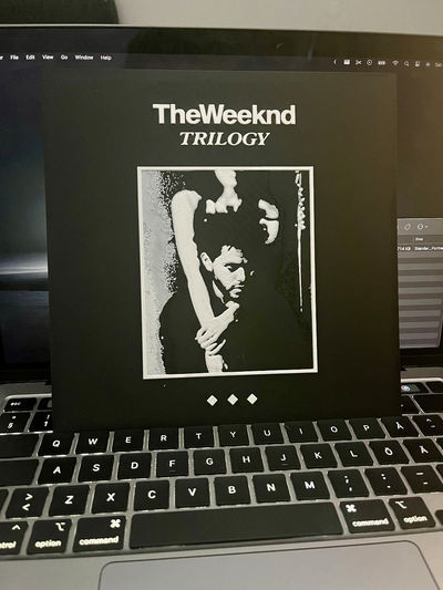 weeknd trilogy cover hueforge by weeknds art 2d album black white 3d print model - Mito3D