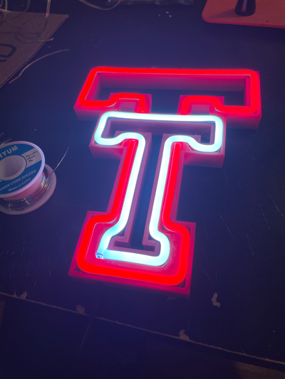 texas tecnología neón led firmar by estampadas arte señales logos texastech señal lámpara luz 3d print model - Mito3D