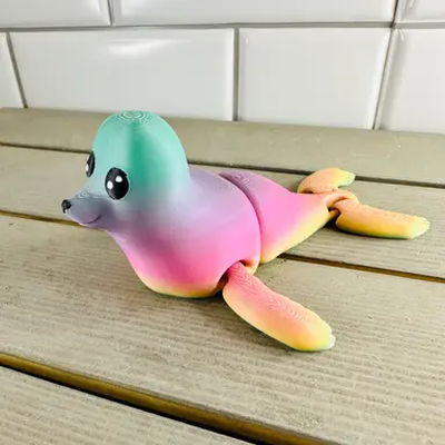 flexi baby sea lion by lily flynn miniatures animals articulated animal cute adhd asmr print in place fun adorable play playful lilyflynnco 3d print model - Mito3D