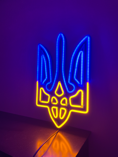 ukrayna trident neon led işaret by şeylerpatprinted sanat işaretler logolar tryzub imza lamba ışık ışıklı 3d print model - Mito3D