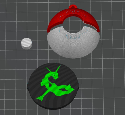 pokeball porte clés rayquaza by wickieprints art modèles pokémon sac cintre nintendo 3d print model - Mito3D