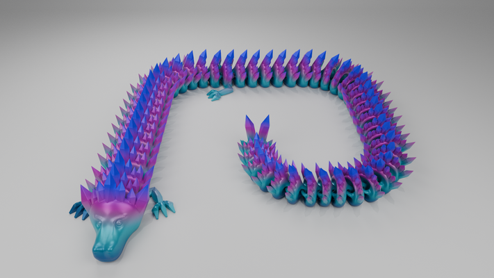 articolato cristallo drago v2 by maty505 arte sculture articolando bambu flessibile flexidragon 3d print model - Mito3D