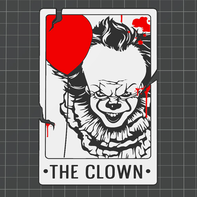 horror movie tarrot card coaster collection - it by mr3dcraft art 2d movies clown blood tarot film tv magnet bambu ams wall 3d print model - Mito3D