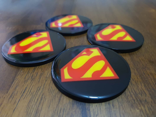 super man logo - car wheel cap emblem by lrcustoms art signs & logos superman movie cine wheelcap 3d print model - Mito3D