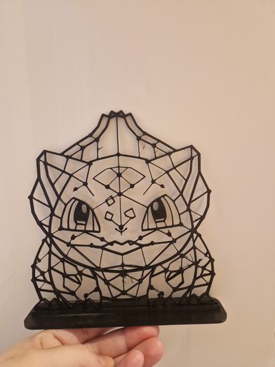 geometrico poli bambino bulbasaur pokemon by 3dprintwolf arte sculture 2d pokemonstarter lowpoly linea artistica schermo regalo gioco playtoz 3d print model - Mito3D