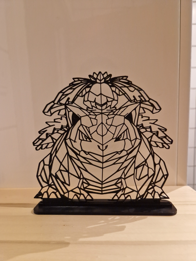 geométrico poli venusaur pok seg by 3dprintwolf arte 2d pokémon exibição bulbasauro presente relva decoração pobre jogos pokemonstarter playtoz 3d print model - Mito3D