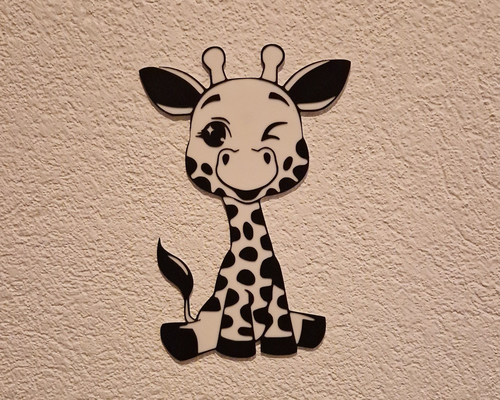 mur art mignonne girafe 1 filament changement by pont 2d tatouage gamins bébé 3d print model - Mito3D