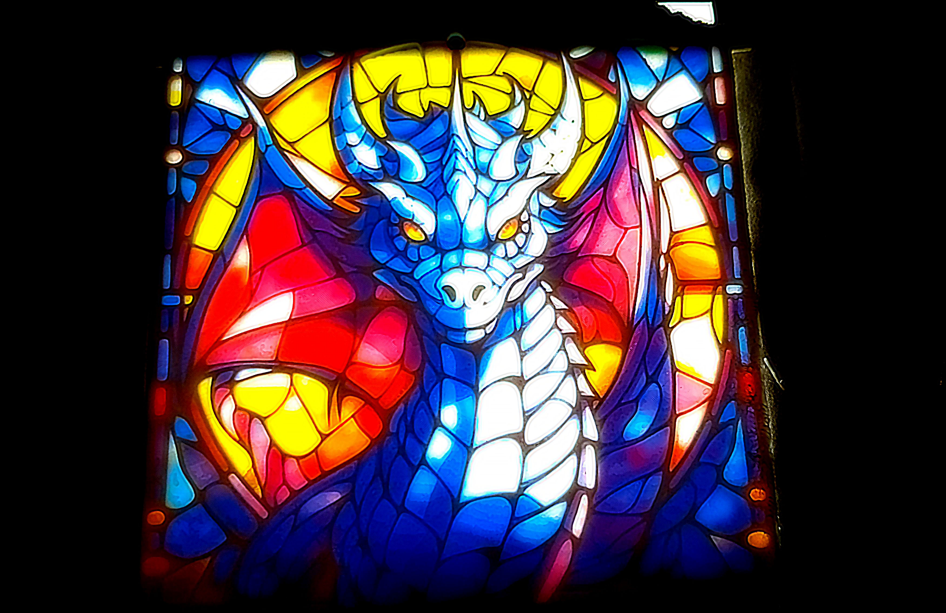 dragon stained glass colored lithophane by mrjay household decor color colorlithophane cmyk 3D print model - Mito3D