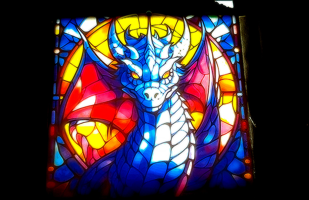 dragon stained glass colored lithophane by mrjay household decor color colorlithophane cmyk 3d print model - Mito3D