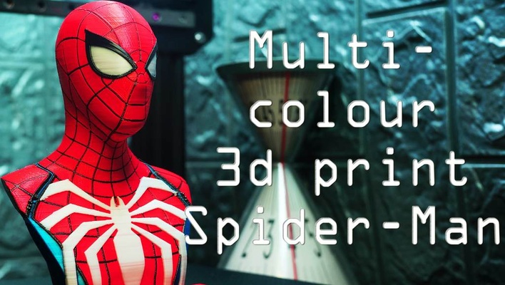 multicolor spider man ps4 busto avanzado traje mmu remezclado by iczfirz juguetes juegos figura acción asombroso hombre araña figura héroe maravilla mcu superhéroe 3d print model - Mito3D