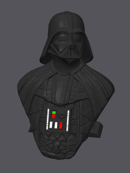 renklendirilmiş göğüs tabak ışıklar low poly darth vader büst yeniden karıştırılmış by video kılavuzu sanat heykeller yıldız savaşları star savaşlar 3D print model - Mito3D