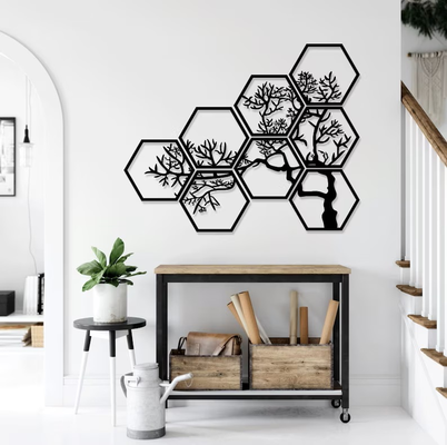 parede arte árvore by reuter corporação 2d decoração deco hex hexágono 3d print model - Mito3D