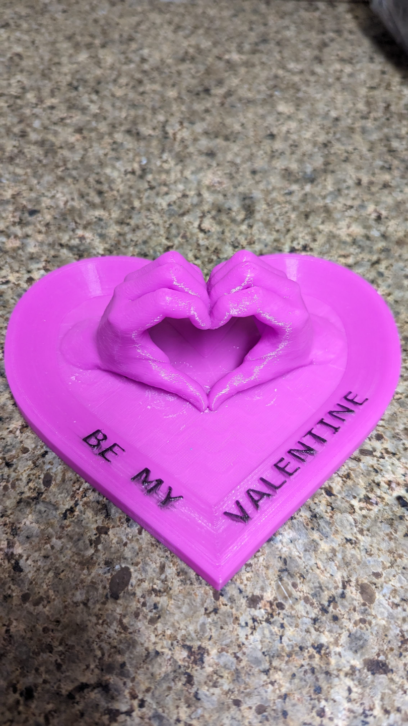 be my valentine heart by idealoding art models bambu p1s love x1c p1p ams holiday girlfriend decor home multi filamanet pla mini fast hands friend 3D print model - Mito3D