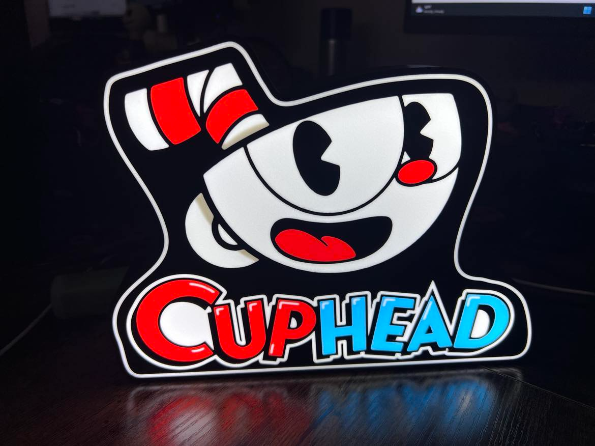 cuphead lightbox by geek genio collettivo arte segni loghi tazza testa guidato luce scatola giocatore scrivania accessori regalo mugman multicolore ams 3D print model - Mito3D