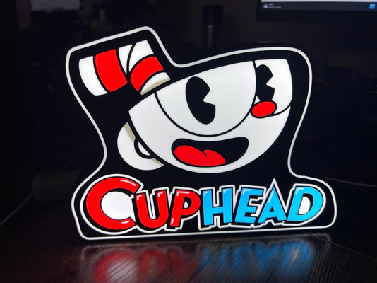 cuphead hafif kutu by geek toplu sanat işaretler logolar fincan baş led ışık kutu oyuncu sıra aksesuarlar hediye soyguncu renkli ams 3d print model - Mito3D