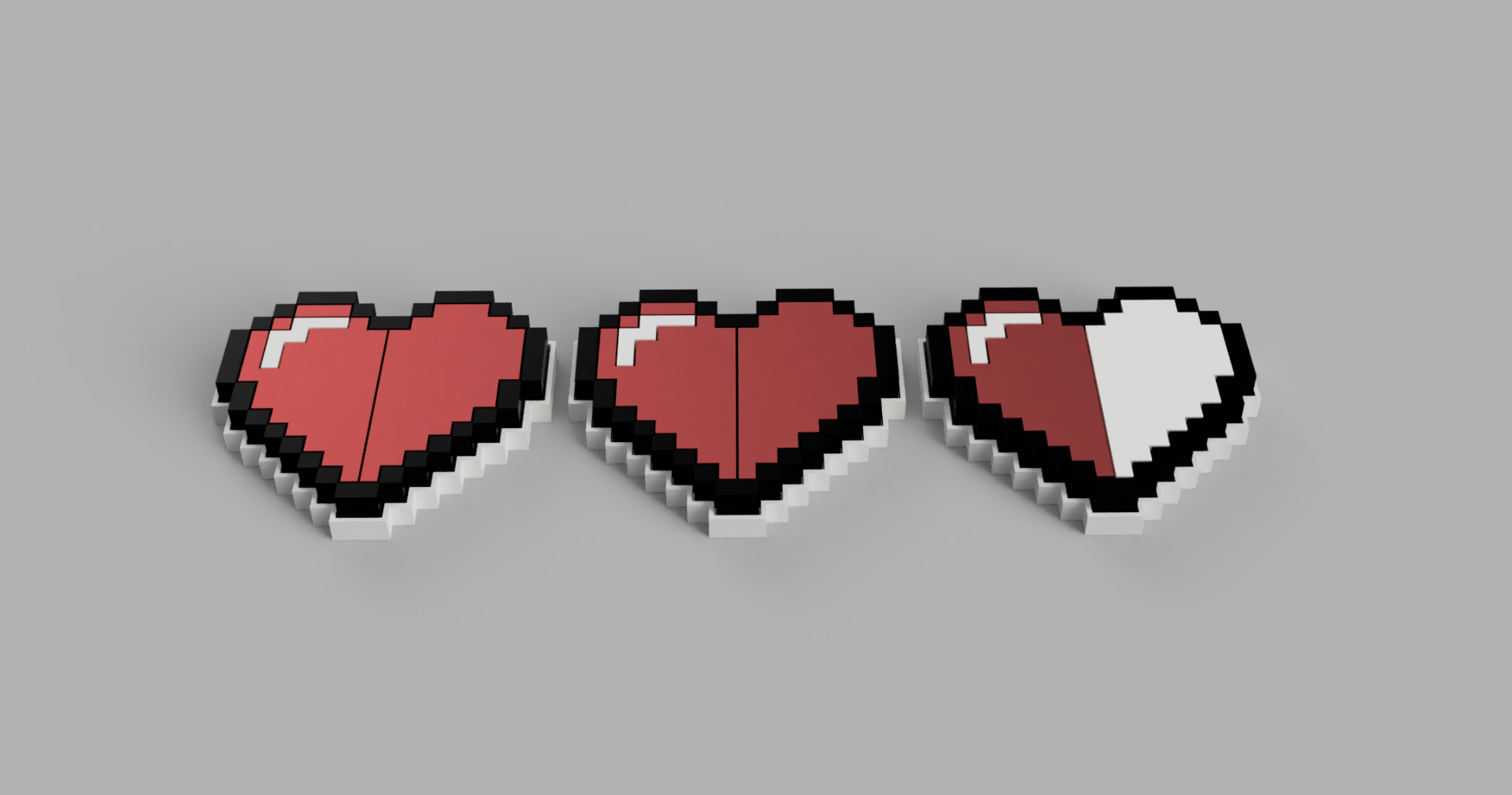 8-bit game hearts - health indicator by samispiller household decor gaming 8 bit heart gamer decoration 3D print model - Mito3D