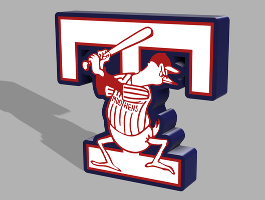 toledo mud hens old logo light box by cuhrazy art signs & logos muddy ohio baseball 3d print model - Mito3D