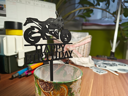 moto pastel sombrero copa contento cumpleaños soltero color by m holicky arte señales logos tarta dulce feliz bicicleta ventilador texto firmar 3d print model - Mito3D