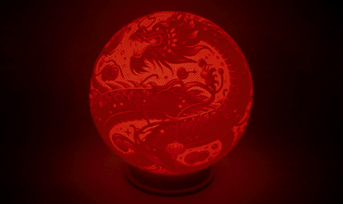 of drachen laterne lithophan by phaseworksca haushalt dekor led licht anzeige chinesisch mond denglong papier festival feier feierlichkeiten dekorativ 3d print model - Mito3D