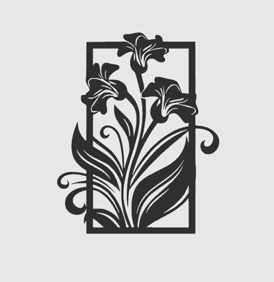 wall art flowers in a frame by palumbus 2d flower tattoo decor 3d print model - Mito3D