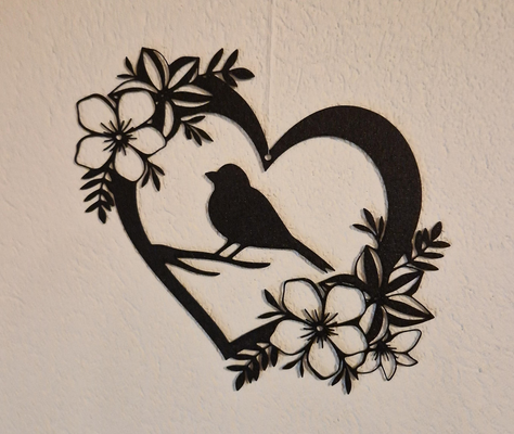 wall art & decor bird in a heart flowers by palumbus household tattoo flower 3d print model - Mito3D