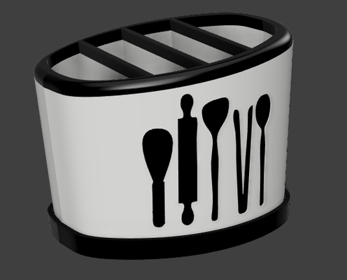 kitchen utensils holder by dino2211 household house models uste container 3d print model - Mito3D